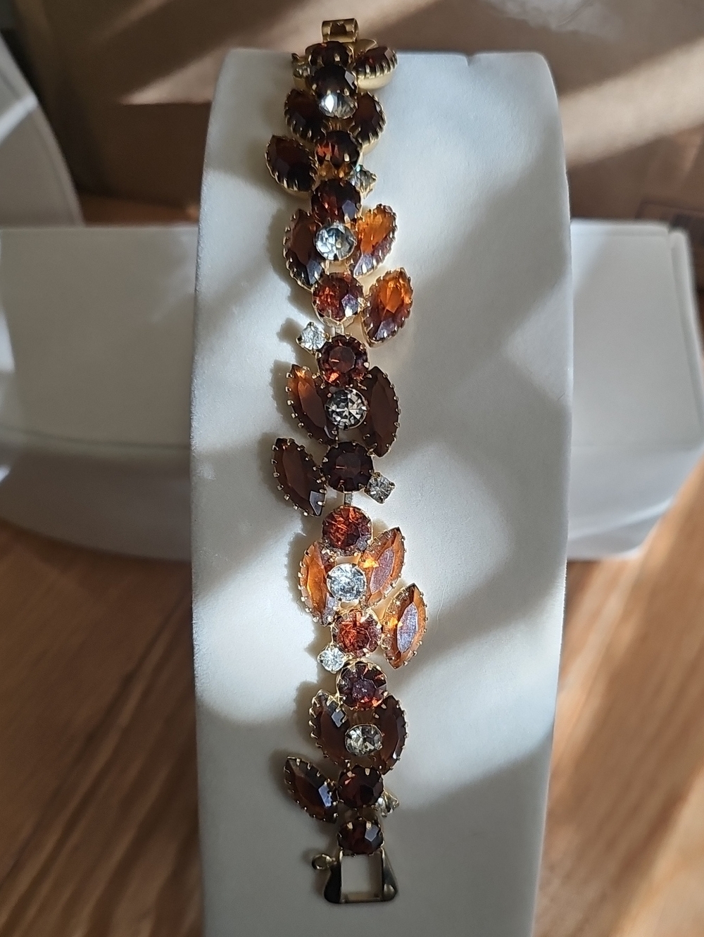 Vintage Amber Tone Rhinestone Braclet